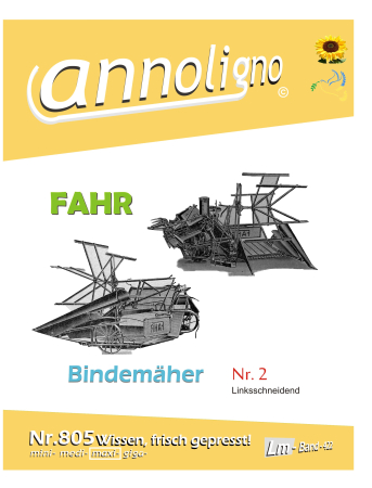 FAHR Bindemäher Typ Nr. 2 (Linksschneidend) Bild- Bedienungsanleitung & Bild- Ersatzteilliste & Explosionszeichnungen - annoligno 805